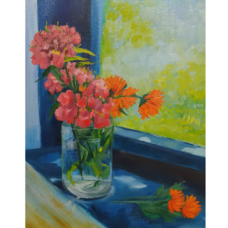 Картина с маслени бои - Цветя във ваза